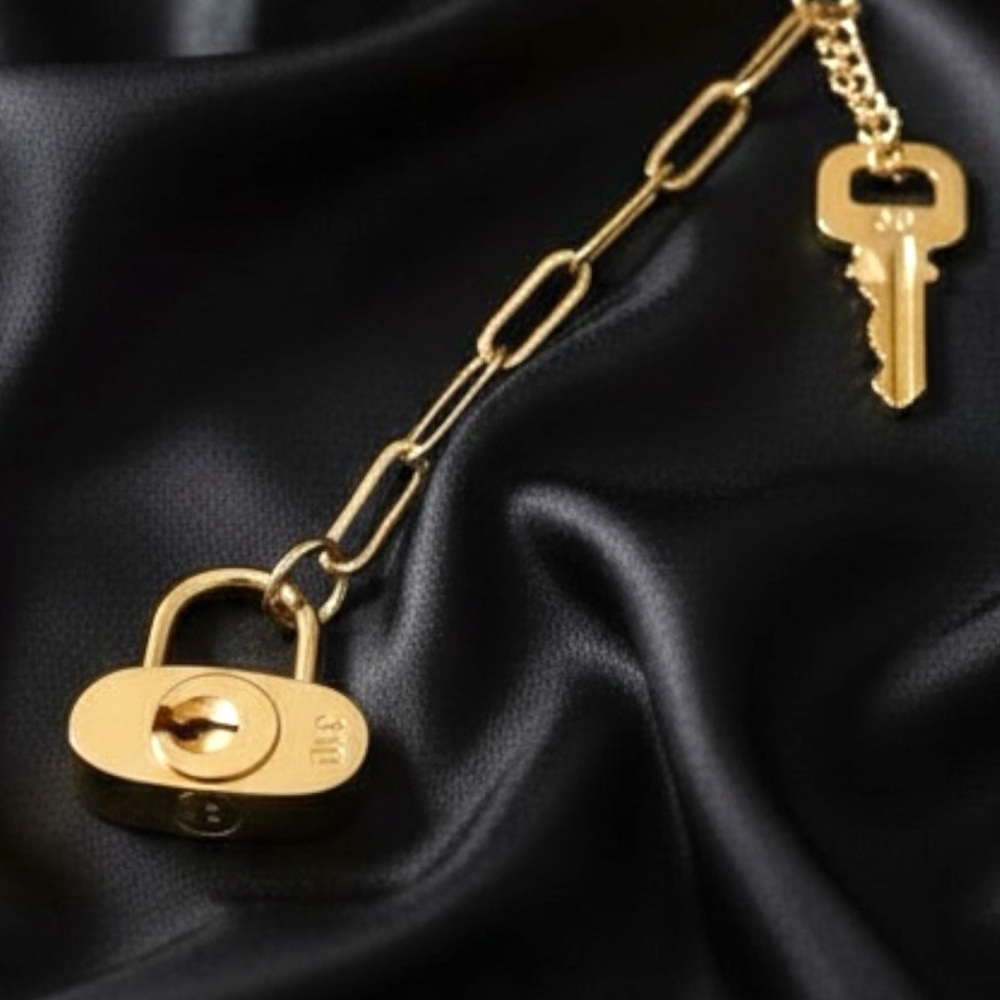 LOUIS VUITTON Lock & Key w/Unbranded Gold-Over-925-Silver  Paperclip Chain ✨NEW✨ - Picture 7 of 12